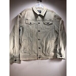 Kill City Men's Trucker Denim Jacket XL Washed Olive Grey Punk Grunge Street